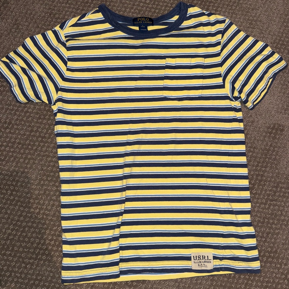 Ralph Lauren Kids Yellow and Blue Striped Tee